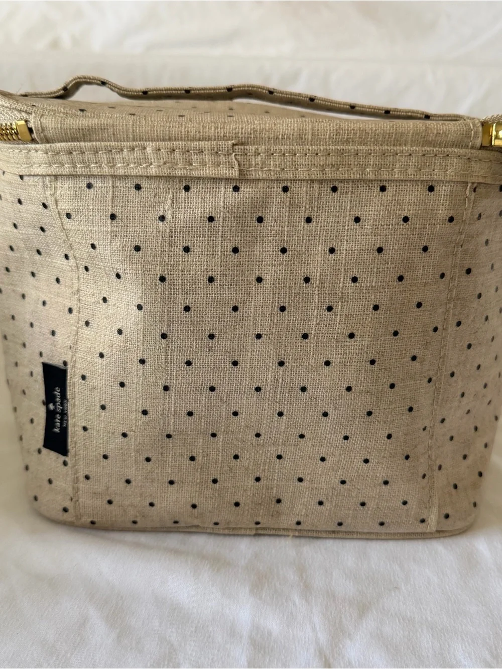 kate spade tan polka dot lunch bag